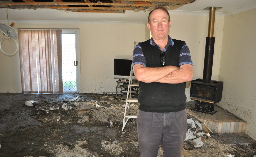 Michael Banks came home from a week away to this. His roof collapsed and his furniture covered in debris and water after a copper pipe burst in hie ceiling. Michael Banks came home from a week away to this. His roof collapsed and his furniture covered in debris and water after a copper pipe burst in hie ceiling.